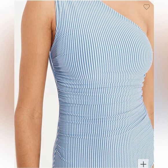 I crew Ruched one-shoulder one-piece in seersucker - Picture 3 of 4